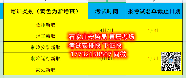 石家莊焊工證考試時間安排